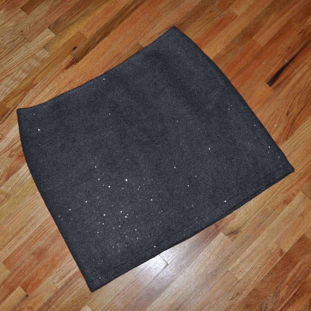 New J.JILL Charcoal Sequin Wool Blend Skirt NWT E2 - Picture 1 of 6